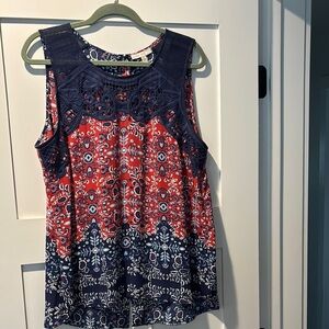 Navy and Red Sleeveless Top
